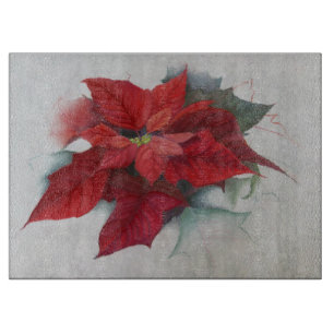 Planche À Découper Peinture à l'huile de Noël de poinsettia