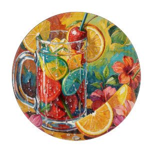 Planche À Découper Peinture à l'huile impasto de cocktail d'été tropi