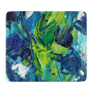 Planche À Découper Peinture acrylique abstraite en bleu