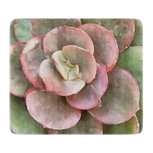 Planche À Découper Peinture acrylique Succulente Echeveria Cactus (Devant)