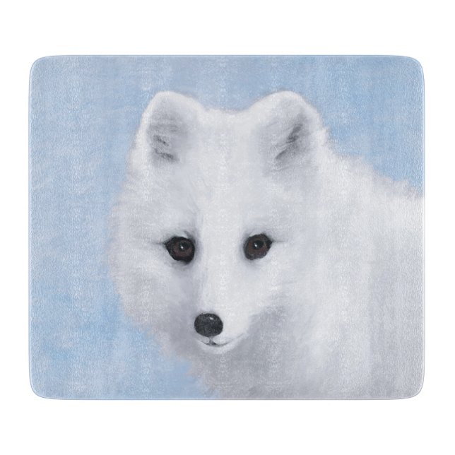 Planche À Découper Peinture Arctic Fox - Art original de la faune (Devant)