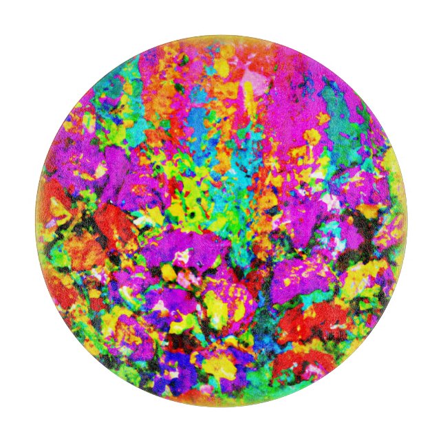 Planche À Découper Peinture aux fleurs colorées. Commandez dès mainte (Devant)