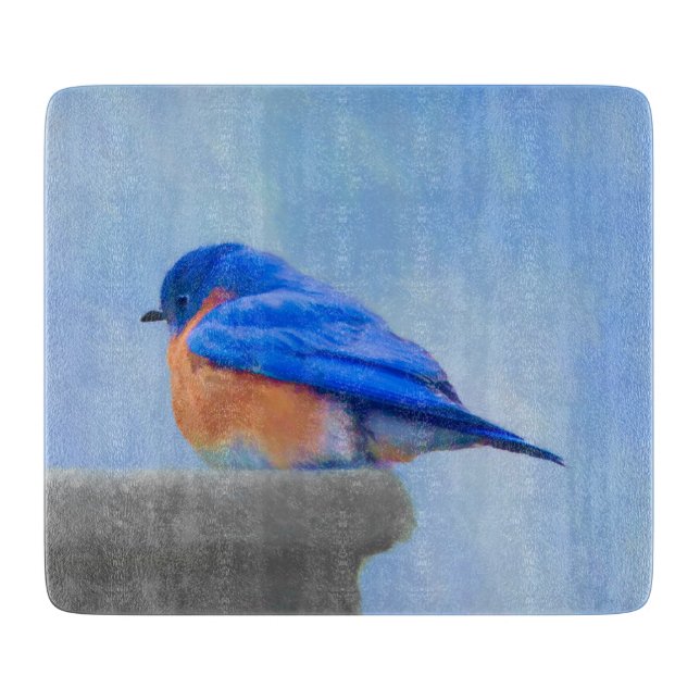 Planche À Découper Peinture Bluebird - Art original pour oiseaux (Devant)