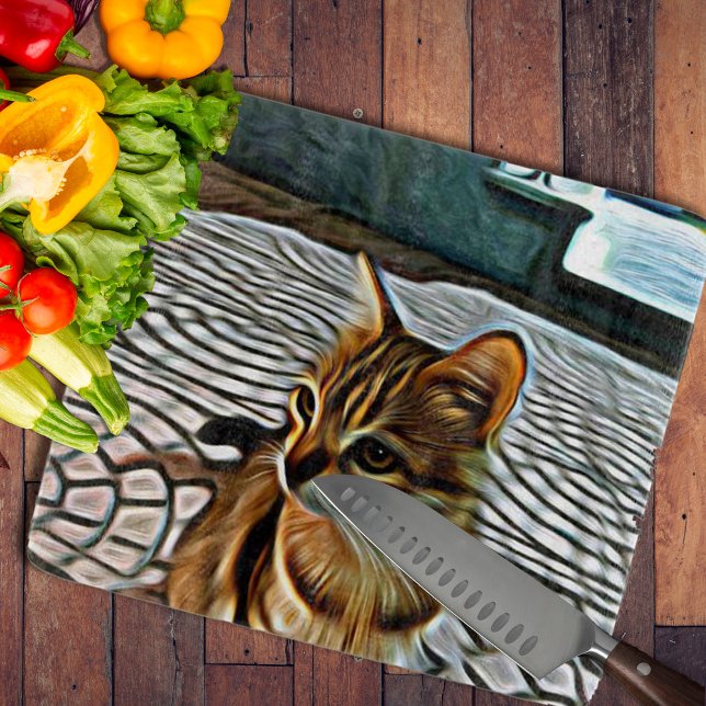 Planche À Découper Peinture de beau chat (Painting Beautiful Cat Cutting Board by Looly Elzayat
)