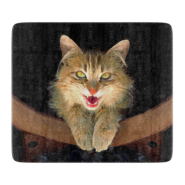 Planche À Découper Peinture de chat Mad - Cute Original Cat Art (Devant)