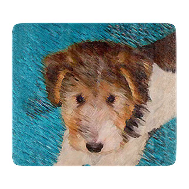 Planche À Découper Peinture de chiot Terrier Fox - Art de chien origi (Devant)