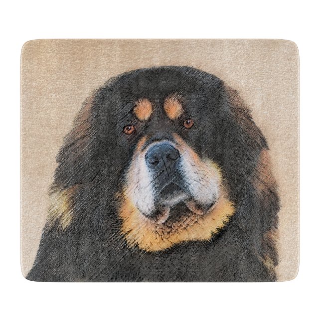 Planche À Découper Peinture de Mastiff Tibétain - Art Original de Chi (Devant)