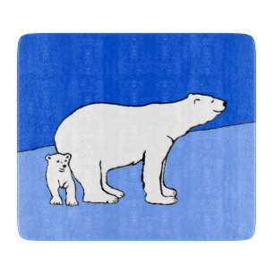 Planche À Découper Peinture de mère et ourson polaire - Art de la fau