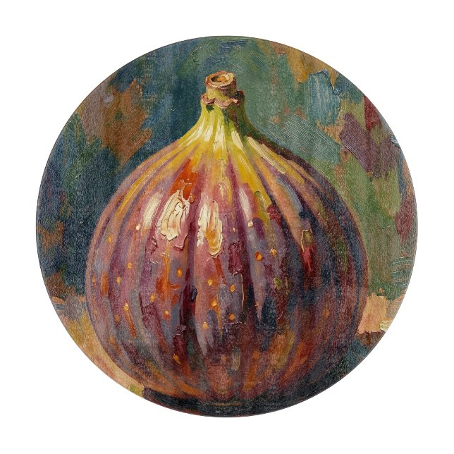Planche À Découper Peinture de nature morte de figue vibrante (Devant)