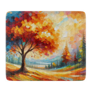 Planche À Découper Peinture de paysage avec des couleurs vives