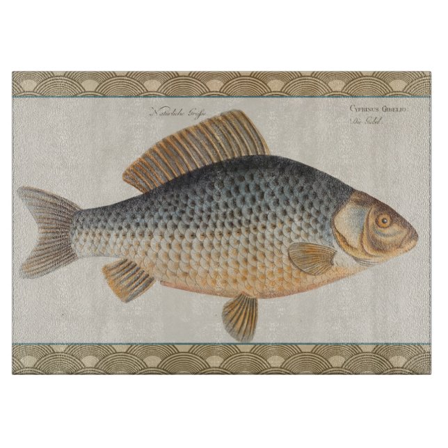 Planche À Découper peinture de pêche de carpe dessin d'eau douce  (Devant)