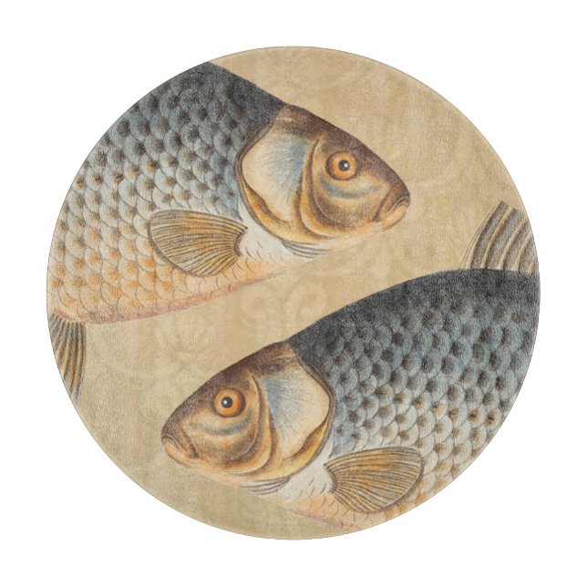 Planche À Découper peinture de pêche de carpe dessin d'eau douce  (Devant)