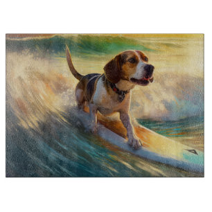 Planche À Découper Peinture de surf de la plage Beagle