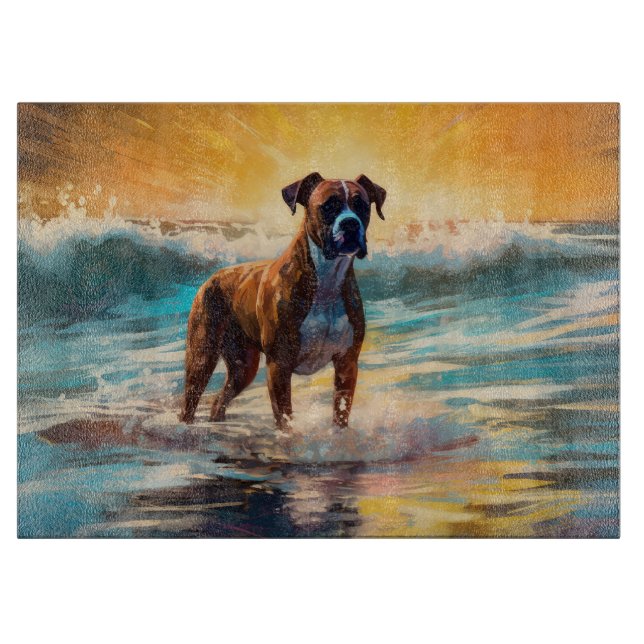 Planche À Découper Peinture de surf de la plage de Boxer (Devant)
