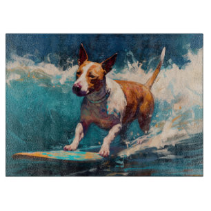 Planche À Découper Peinture de surf de plage de Bull Terrier
