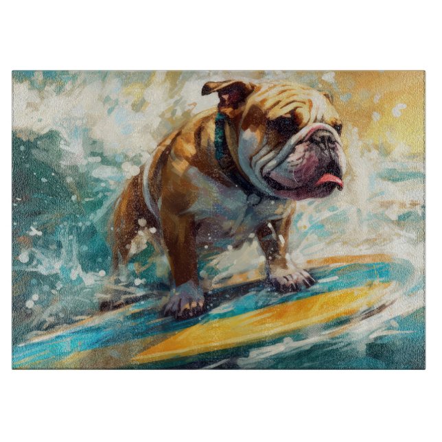Planche À Découper Peinture de surf sur la plage de Bulldog (Devant)