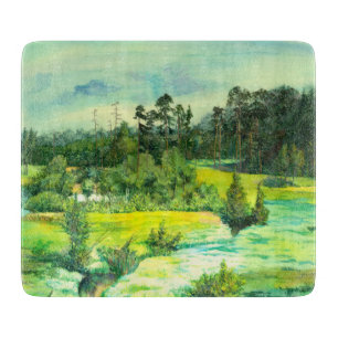 Planche À Découper peinture de vallée verte Aquarelle