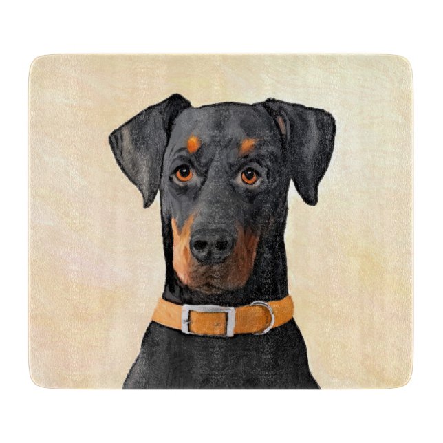 Planche À Découper Peinture Doberman Pinscher non rognée Art original (Devant)