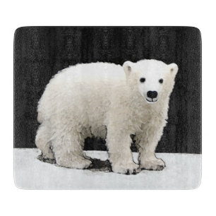 Planche À Découper Peinture d'un ourson polaire - Art animalier origi