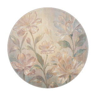 Planche À Découper Peinture florale aux pastels doux en fleurs
