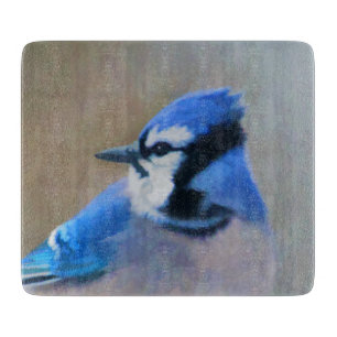 Planche À Découper Peinture Jay Bleu - Art Oiseau Original