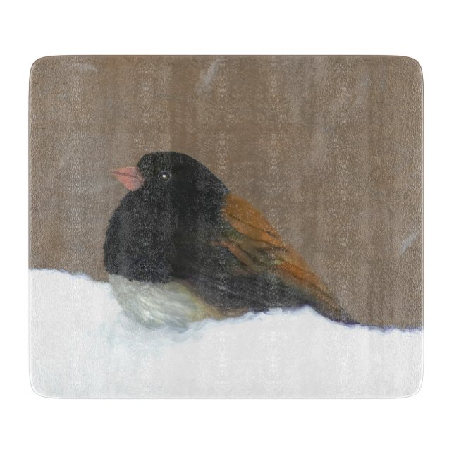 Planche À Découper Peinture Junco foncée - Art original pour oiseaux (Devant)