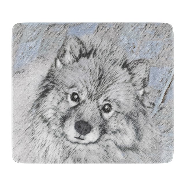 Planche À Découper Peinture Keeshond Beth - Joli art original chien (Devant)