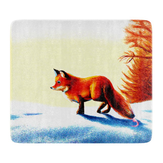 Planche À Découper Peinture mignonne d'un Renard Rouge. Commandez dès (Devant)