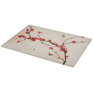 Planche À Découper Peinture orientale de style, fleur au printemps 3