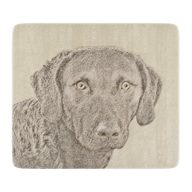 Planche À Découper Peinture originale de chien par Retriever de Chesa (Devant)