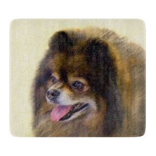 Planche À Découper Peinture Poméranienne Noir et Tan Art Chien origin