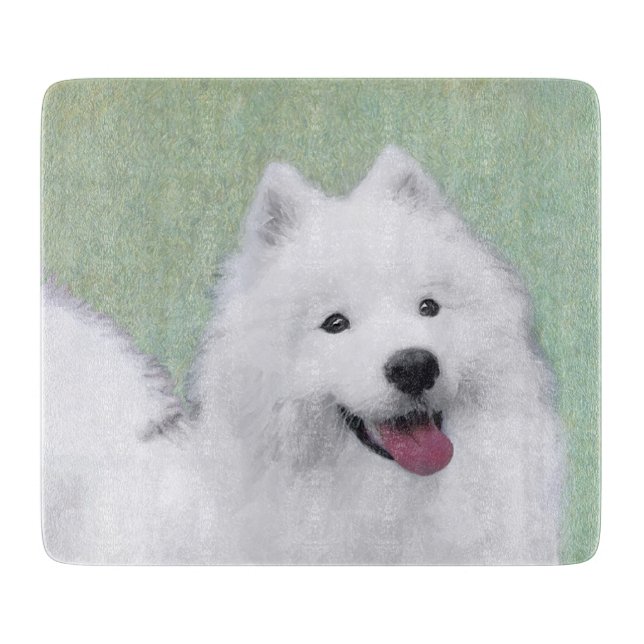 Planche À Découper Peinture Samoyède - Art de chien original mignon (Devant)