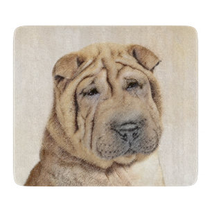 Planche À Découper Peinture Shar Pei - Art Original de Chien Mignon