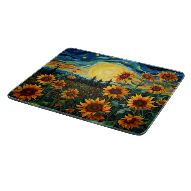 Planche À Découper Peinture Tournesols de Van Gogh (Coin)