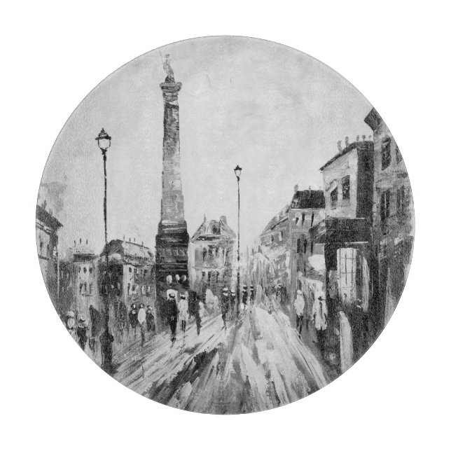 Planche À Découper Peintures artistiques en noir et blanc. (Devant)