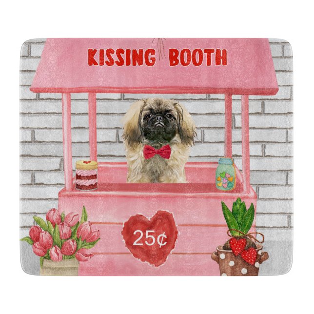 Planche À Découper pekingese Chien Valentine's Day Kissing Booth (Devant)