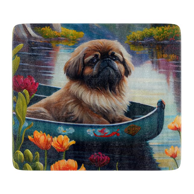 Planche À Découper Pekingese sur une pagaie : une aventure Pittoresqu (Devant)