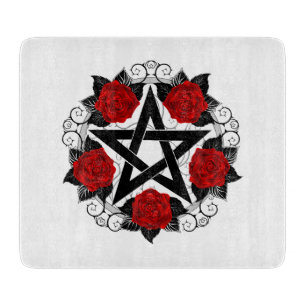 Planche À Découper Pentagramme avec roses rouges