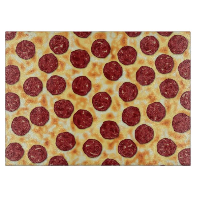 Planche À Découper Pepperoni Pizza Motif (Devant)