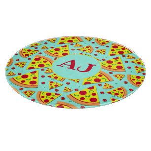 Planche À Découper Pepperoni Pizza Slices Motif Monogramme