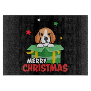 Planche À Découper Père Noël Beagle Amoureux de Chien Joyeux Noël Xma