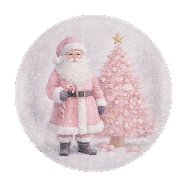 Planche à découper Père Noël de Noël Rose Pastel (Devant)