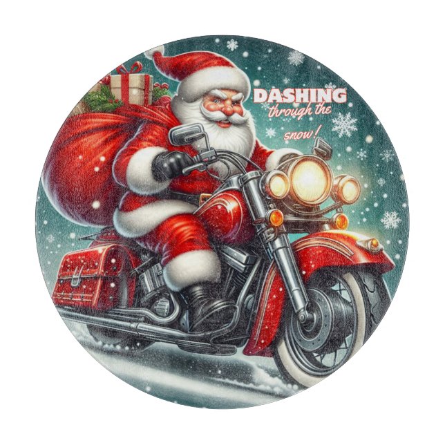 Planche À Découper Père Noël en moto (Devant)