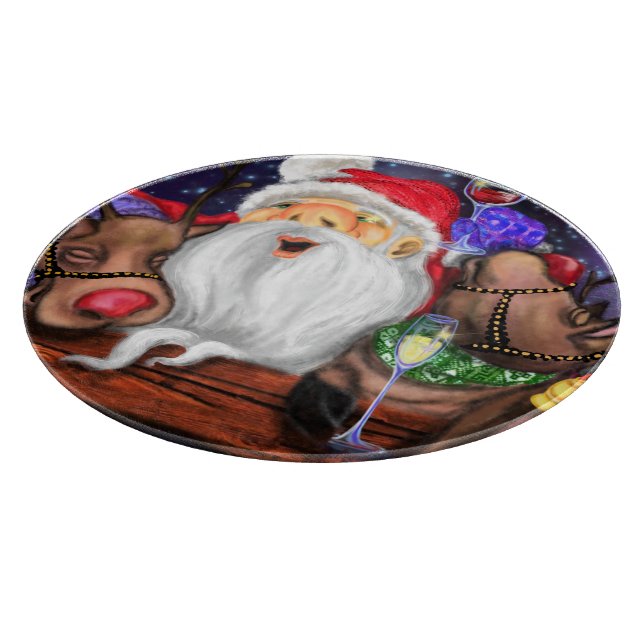 Planche À Découper Père Noël et Reindeers Funny Christmas Cutboard (Coin)