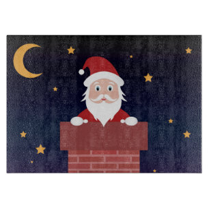 Planche À Découper Père Noël sur la nuit de Noël apporte des cadeaux