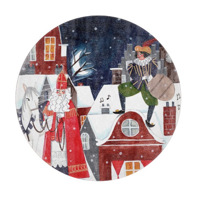 Planche À Découper Père Noël sur les toits d'Amsterdam (Devant)