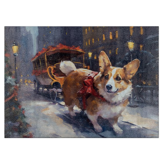 Planche À Découper Période de fêtes de Noël Corgi (Devant)