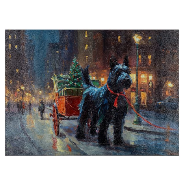 Planche À Découper Période de fêtes de Noël du Terrier Écossais (Devant)