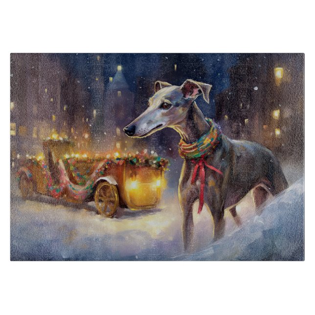 Planche À Découper Période des Fêtes de Noël Greyhound (Devant)
