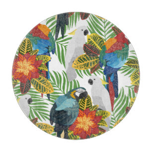 Planche À Découper Perroquets tropicaux, motif vintage sans soudure.